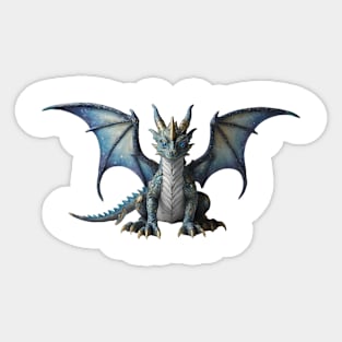 Realistic Artwork of a Cute Blue Baby Dragon with Starry Wings Sticker